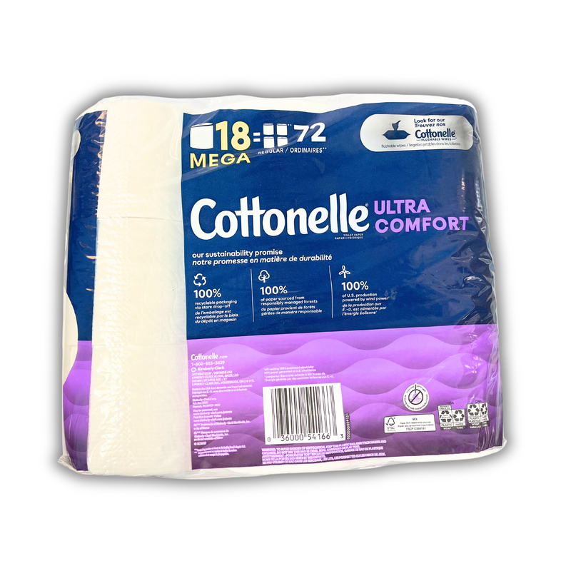 Cottonelle Ultra Comfort Mega Roll Bath Tissue 18pk = 72, 268 sheets