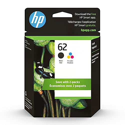 HP 62 N9H64FN Ink Cartridges Black and Tri-color 2Pack Genuine