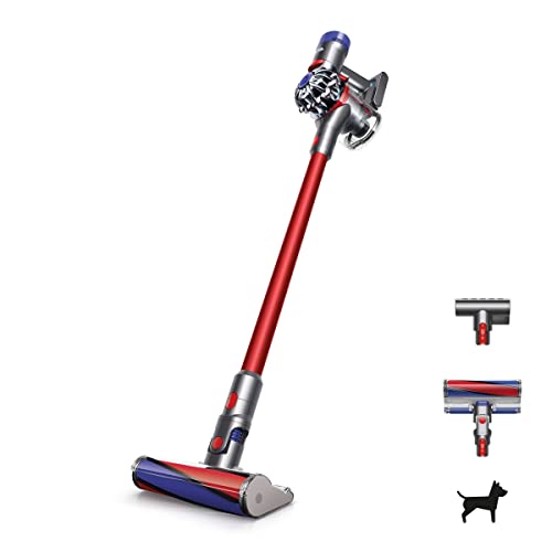Dyson V8 Fluffy Cordless Stick Vacuum Red Bagless HEPA Filter Telescopic Handle