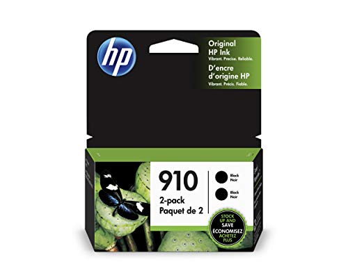 HP 910 3JB40AN Ink Cartridges Black 2Pack Genuine 8015 8018 8020 8022 8025 8025e