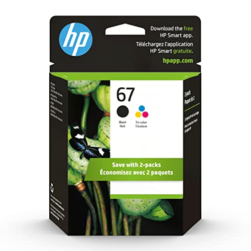 HP 67 3YP29AN Ink Cartridges Black and TriColor 2Pack Genuine 1255 2710e 4110e