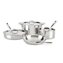 All-Clad D3 3-Ply Stainless Steel Cookware Set 7 Piece Induction Oven Broiler Safe 600F Pots and Pans Silver